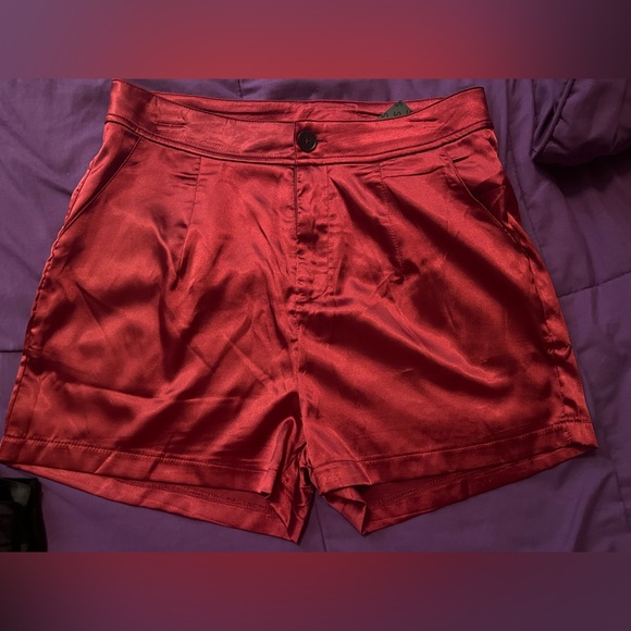 NWT Red Satin Shorts - Picture 1 of 4